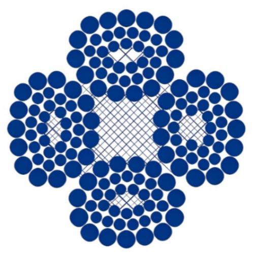 Четырехжильный веерообразный трос из стальной проволоки